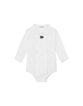 Poplin babygrow with DG logo patch - | Dolce & Gabbana