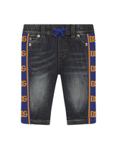 Blue denim jeans with logo band - | Dolce & Gabbana