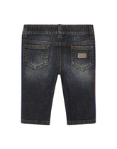 Blue denim jeans with logo band - | Dolce & Gabbana