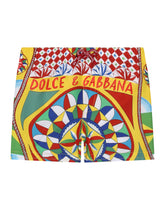 Nylon swim trunks with Carretto print - | Dolce & Gabbana