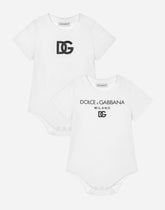 2-babygrow gift set in logo-print jersey - | Dolce & Gabbana