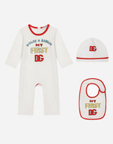 3-piece jersey gift set with Carretto print and contrasting piping - | Dolce & Gabbana