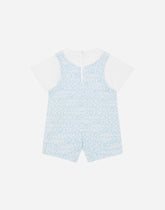 Short-sleeved jersey romper suit with all-over logo print and patch - | Dolce & Gabbana