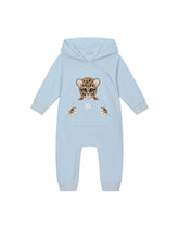 Hooded jersey onesie with long sleeves with patch and embroidery - | Dolce & Gabbana