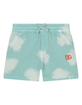 Jersey jogging shorts with cloud print - | Dolce & Gabbana