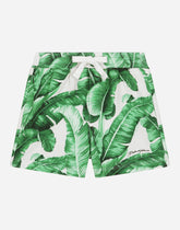 Jersey jogging shorts with banana-tree print - | Dolce & Gabbana