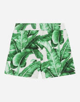 Jersey jogging shorts with banana-tree print - | Dolce & Gabbana
