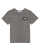 Jersey T-shirt with logo tag - | Dolce & Gabbana