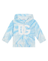 Zip-up jersey hoodie with DG logo print - | Dolce & Gabbana