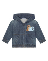 Zip-up stretch jersey denim hoodie - | Dolce & Gabbana