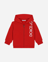 Zip-up jersey hoodie with logo print - | Dolce & Gabbana