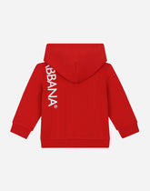Zip-up jersey hoodie with logo print - | Dolce & Gabbana