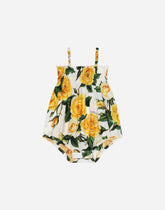 Yellow rose-print poplin romper suit - | Dolce & Gabbana