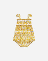 Yellow majolica-print poplin romper - | Dolce & Gabbana