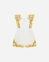 Poplin onesie with yellow majolica print and DG logo - | Dolce & Gabbana