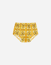 Poplin dress with yellow majolica print - | Dolce & Gabbana
