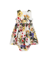 Poplin dress with bloomers and garden print - | Dolce & Gabbana