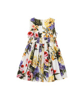 Poplin dress with bloomers and garden print - | Dolce & Gabbana