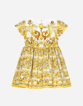 Poplin dress with yellow majolica print - | Dolce & Gabbana