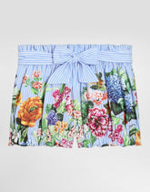 Striped poplin shorts with floral print - | Dolce & Gabbana