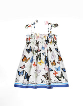 Poplin dress with butterfly print - | Dolce & Gabbana