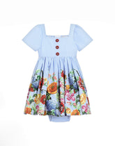 Striped poplin dress with floral print - | Dolce & Gabbana