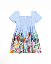 Striped poplin dress with floral print - | Dolce & Gabbana