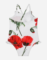 Poppy-print one-piece swimsuit - | Dolce & Gabbana