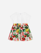 Jersey and poplin dress with bloomers and lemon and cherry print - | Dolce & Gabbana