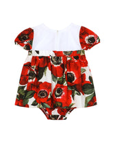 Jersey and poplin dress with bloomers and anemone print - | Dolce & Gabbana