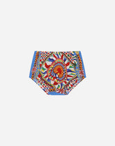 Carretto-print poplin and jersey dress with logo patch - | Dolce & Gabbana