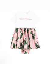 Rose-print poplin and jersey dress - | Dolce & Gabbana