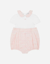 Poplin and jersey romper suit with all-over logo print - | Dolce & Gabbana