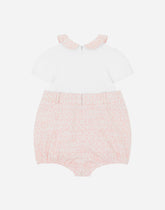 Poplin and jersey romper suit with all-over logo print - | Dolce & Gabbana