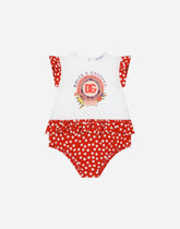 Polka-dot poplin and jersey romper suit - | Dolce & Gabbana