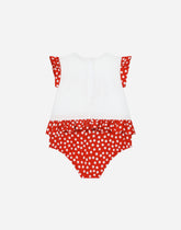 Polka-dot poplin and jersey romper suit - | Dolce & Gabbana