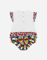 Carretto-print poplin and jersey romper suit - | Dolce & Gabbana
