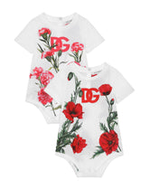 Gift set with 2 babygrows in floral-print jersey - | Dolce & Gabbana
