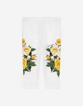 Interlock leggings with yellow rose print - | Dolce & Gabbana