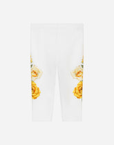 Interlock leggings with yellow rose print - | Dolce & Gabbana