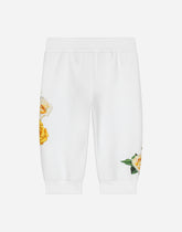 Jersey jogging pants with yellow rose print - | Dolce & Gabbana