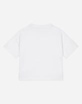 Jersey T-shirt with flower and DG logo print - | Dolce & Gabbana