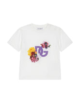 Jersey T-shirt with flower and DG logo print - | Dolce & Gabbana