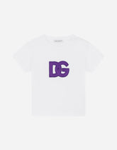 Jersey T-shirt with satin DG patch - | Dolce & Gabbana