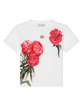Jersey T-shirt with carnation print - | Dolce & Gabbana