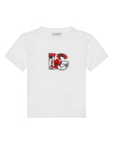 Jersey T-shirt with poppy DG logo print - | Dolce & Gabbana