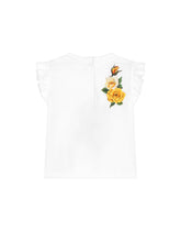 Jersey T-shirt with yellow rose print and DG logo - | Dolce & Gabbana