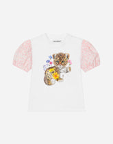 Jersey T-shirt with baby leopard embroidery - | Dolce & Gabbana