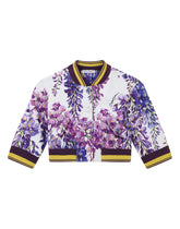 Buttoned jersey sweatshirt with wisteria print - | Dolce & Gabbana