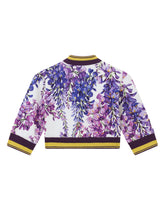 Buttoned jersey sweatshirt with wisteria print - | Dolce & Gabbana